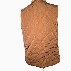 Classic Quilted Vest Mocha Mousse Gold detailing Size L Sherpa Lined